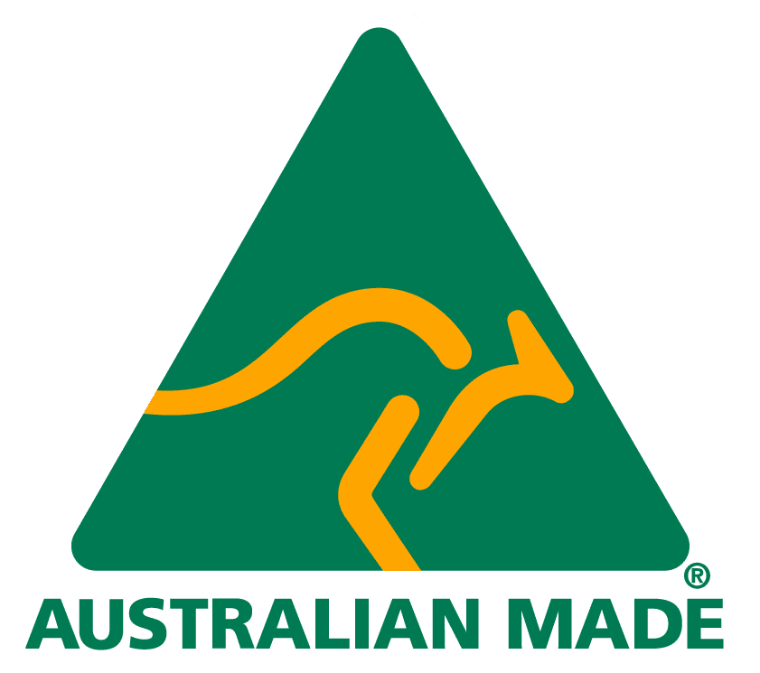 The australian made logo with a kangaroo in the Elementor Footer.