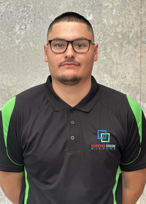 A man wearing glasses and a green polo shirt.